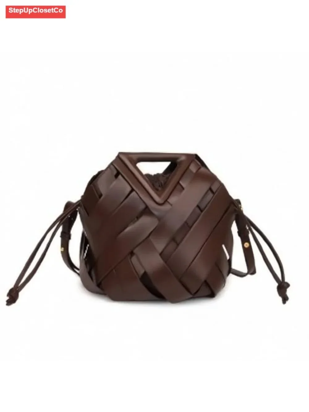 Woven Bucket Bag for Women Retro Vegan Leather Crossbody Shoulder Hobo Purse